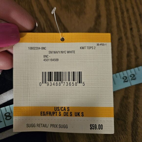 Anne Klein Navy & White Horizontal Stripe Sleeveless Pullover Top Women’s M NWT - Picture 9 of 9